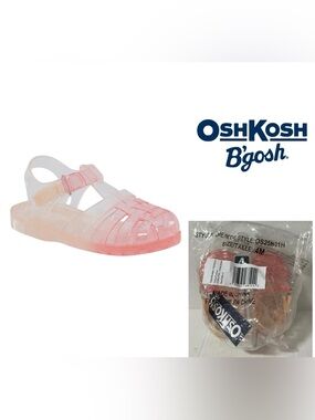 🆕OSHKOSH - 4 - NWT - GIRLS PINK OMBRE SHIMMER SPARKLE JELLY SANDALS / SHOES